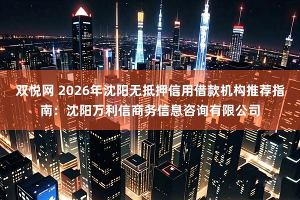 双悦网 2026年沈阳无抵押信用借款机构推荐指南:沈阳万利信商务信息咨询有限公司